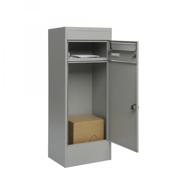 Paketbriefkasten Mefa Mana 483 Weißaluminium RAL 9006 mit 1 separatem Briefkasten
